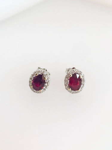 ORECCHINI RUBINI E DIAMANTI SU ORO BIANCO DY754