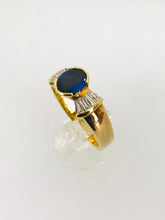 Carica l&#39;immagine nel visualizzatore di Gallery, ANELLO FANTASIA DIAMANTI ZAFFIRO ORO GIALLO