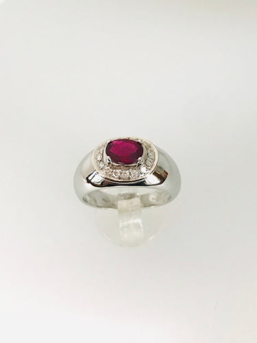 ANELLO FASCIA RUBINO DIAMANTI ORO BIANCO