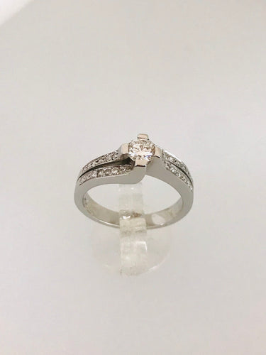 ANELLO SOLITARIO DIAMANTI ORO BIANCO