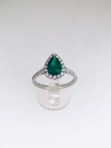ANELLO BOGOTA' ORO BIANCO SMERALDO GOCCIA CT. 1,05