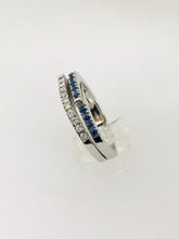 Carica l&#39;immagine nel visualizzatore di Gallery, ANELLO FANTASIA DIAMANTI ZAFFIRI ORO BIANCO