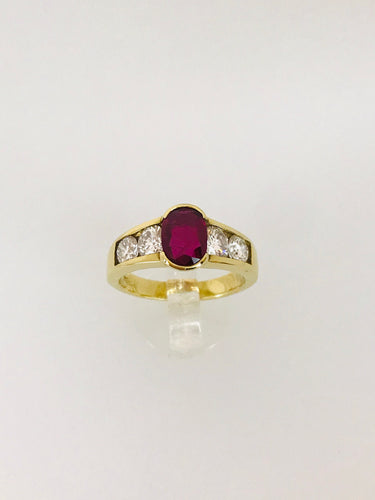 ANELLO FANTASIA RUBINO DIAMANTI ORO GIALLO