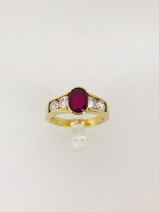 ANELLO FANTASIA RUBINO DIAMANTI ORO GIALLO