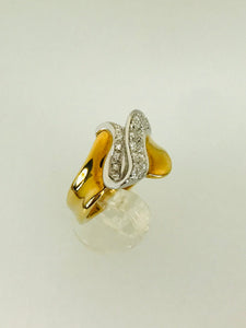 ANELLO FASCIA DIAMANTI ORO GIALLO E BIANCO