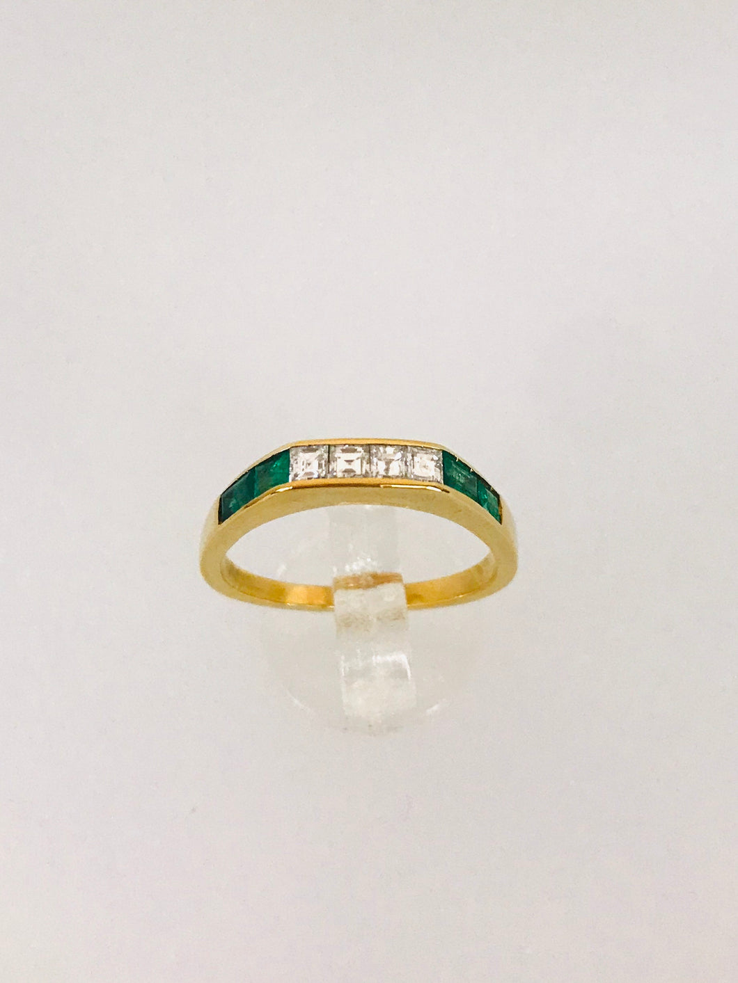 ANELLO SMERALDO DIAMANTI ORO GIALLO