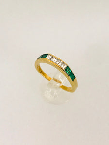 ANELLO SMERALDO DIAMANTI ORO GIALLO