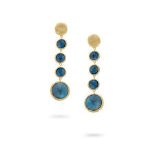 18K Yellow Gold & Topaz London Blue Topaz Drop Earrings OB901 TPL01