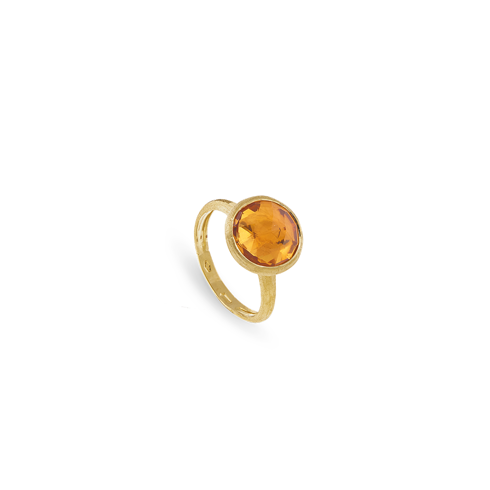 RING 18K JAIPUR YELLOW GOLD WITH YELLOW QUARTZ CUT ROSE CUT CUSHION AB586 QG01