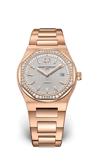 GIRARD PERREGAUX LAUREATO 34 MM 80189D52A132-52A PINK GOLD SILVER DIAL & DIAMONDS BEZEL