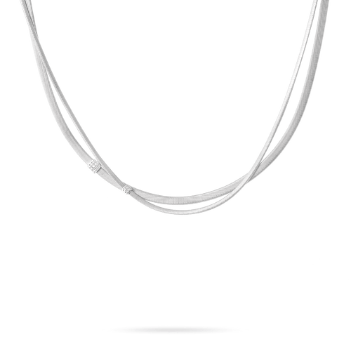 18K Two Strand Diamond Necklace in White Gold CG732 B W