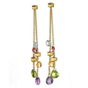 18k Gold Paradise Mixed Stone Drop Double Drop Earrings OB909 MIX01