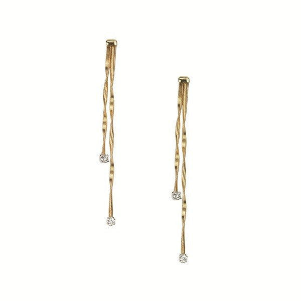 18K Yellow Gold & Diamond Two Strand Earrings