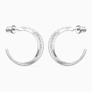 SWAROVSKI ORECCHINI A CERCHIO TWIST, BIANCO, PLACCATO RODIO