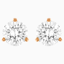 Carica l&#39;immagine nel visualizzatore di Gallery, ORECCHINI SOLITAIRE, BIANCO, PLACCATO ORO ROSA