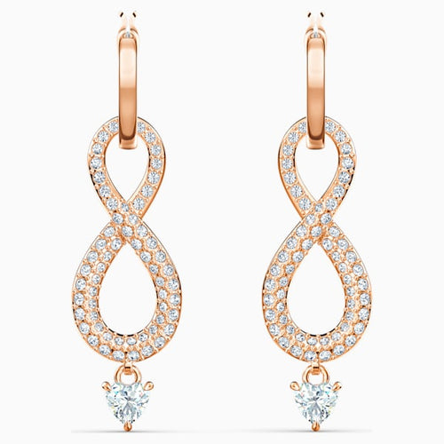 ORECCHINI SWAROVSKI INFINITY, BIANCO, PLACCATO COLOR ORO ROSA