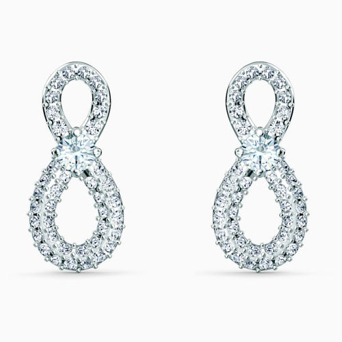 ORECCHINI SWAROVSKI INFINITY MINI, BIANCO, PLACCATO RODIO