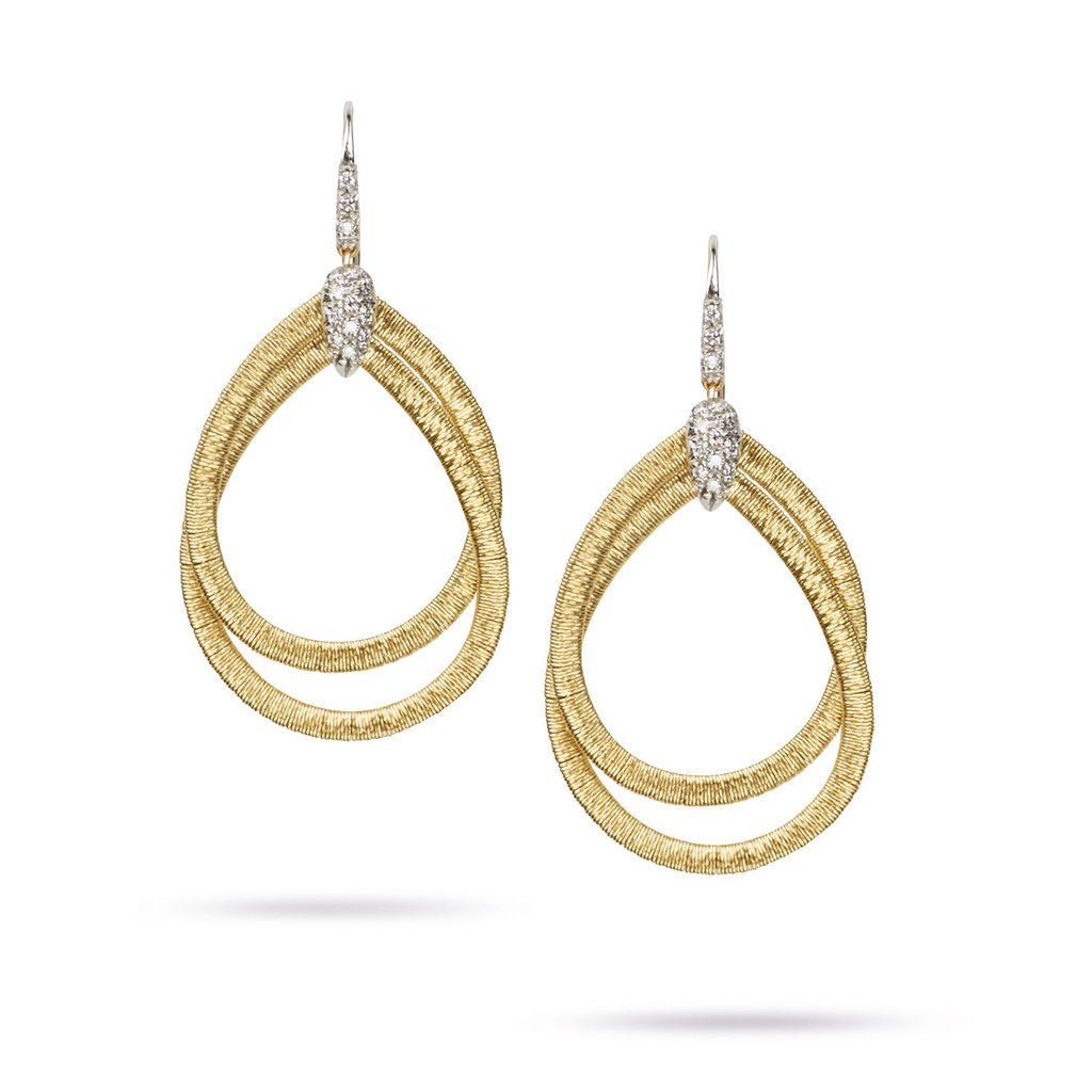 18K Yellow Gold & Diamond Small Drop Woven Earrings OG325 B