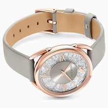 Carica l&#39;immagine nel visualizzatore di Gallery, OROLOGIO CRYSTALLINE GLAM, CINTURINO IN PELLE, GRIGIO, PVD ORO ROSA