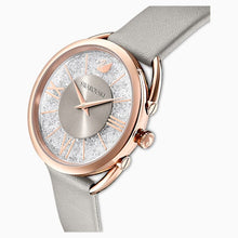 Carica l&#39;immagine nel visualizzatore di Gallery, OROLOGIO CRYSTALLINE GLAM, CINTURINO IN PELLE, GRIGIO, PVD ORO ROSA