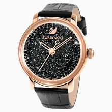 Carica l&#39;immagine nel visualizzatore di Gallery, OROLOGIO CRYSTALLINE HOURS, CINTURINO IN PELLE, NERO, PVD ORO ROSA