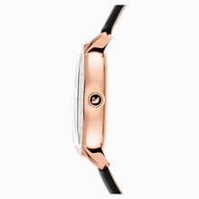 Carica l&#39;immagine nel visualizzatore di Gallery, OROLOGIO CRYSTALLINE HOURS, CINTURINO IN PELLE, NERO, PVD ORO ROSA