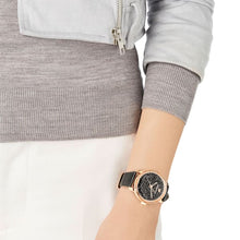 Carica l&#39;immagine nel visualizzatore di Gallery, OROLOGIO CRYSTALLINE HOURS, CINTURINO IN PELLE, NERO, PVD ORO ROSA