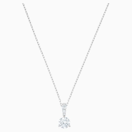 SWAROWSKI PENDENTE SOLITAIRE, BIANCO, PLACCATURA RODIO